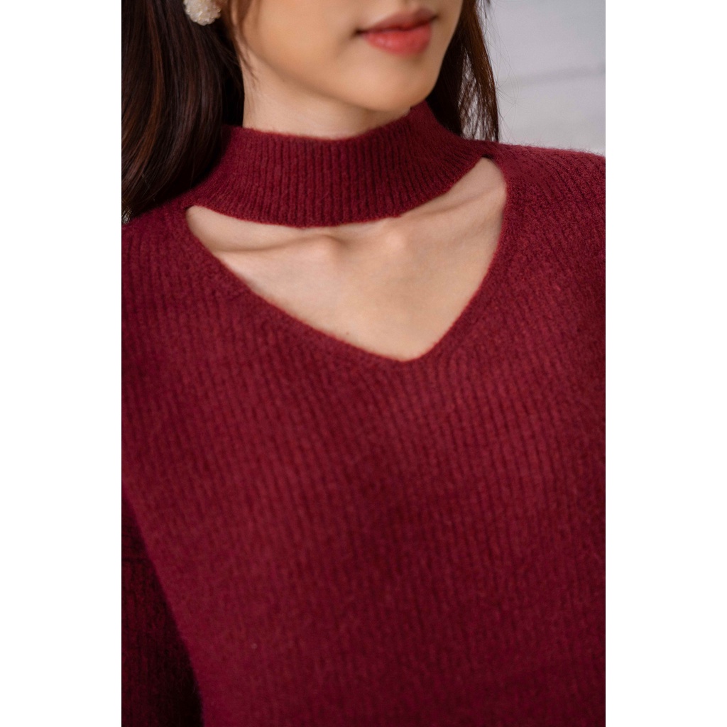 Len gân cổ V choker tay bo gân TIINSTORE G21140 | BigBuy360 - bigbuy360.vn