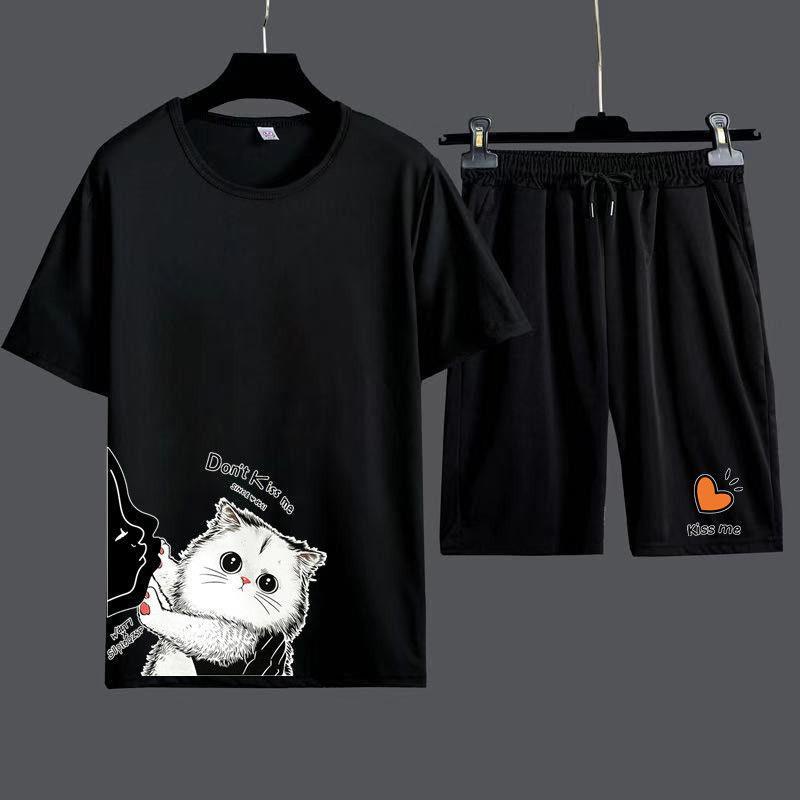 Set quần áo thể thao ngắn tay dáng rộng mới cho nam