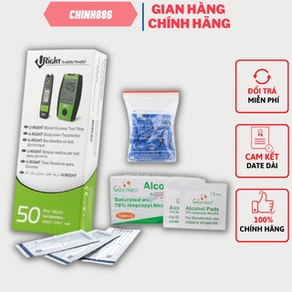 Que thử đường huyết U-RIGHT, TD- 4265 Hộp 25 que rời kèm kim chích máu và bông cồn khô