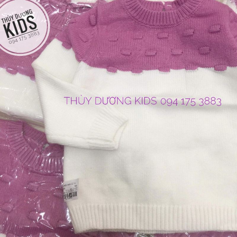 Áo len Zara Colour tím phối trắng xuất dư cho bé gái 1-5y