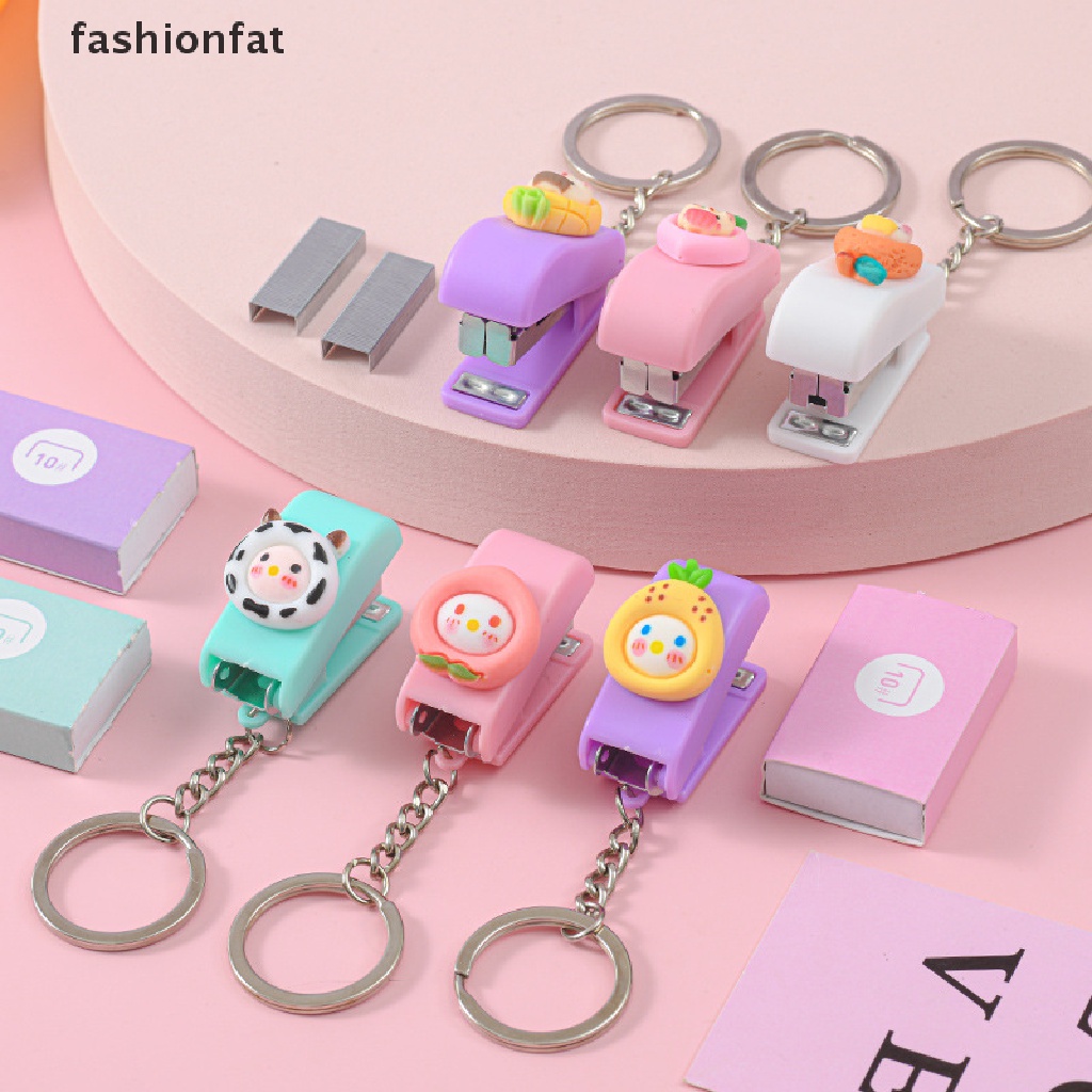 Đồ Bấm Ghim Mini Hình Trái Cây Màu Macaron Dễ Thương Có Móc Khóa Cho Học Sinh