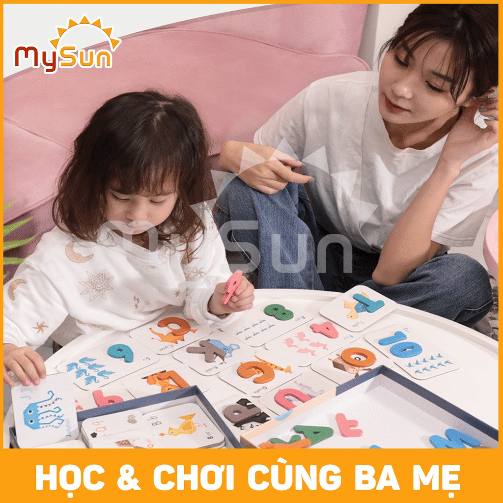 Bộ thẻ bảng chữ cái số 🌸THÔNG MINH🌸 bằng gỗ cho bé học Tiếng Anh | Đồ chơi giáo dục cho bé trai, gái 4 tuổi - MYSUN