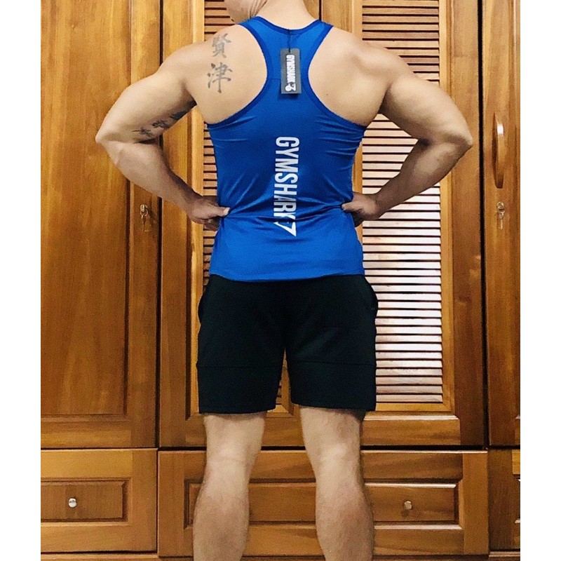 ÁO BA LỖ GYMSHARK VẢI THUN POLLY - ÁO TANKTOP TẬP GYM NAM - dogymnambenbenz chuyên đồ tập gym nam - xưởng may đồ gym nam