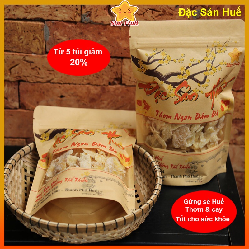 Mứt Gừng Huế _Đặc sản Huế (Loại đặc biệt, túi 200 gram) Thơm cay đậm đà!