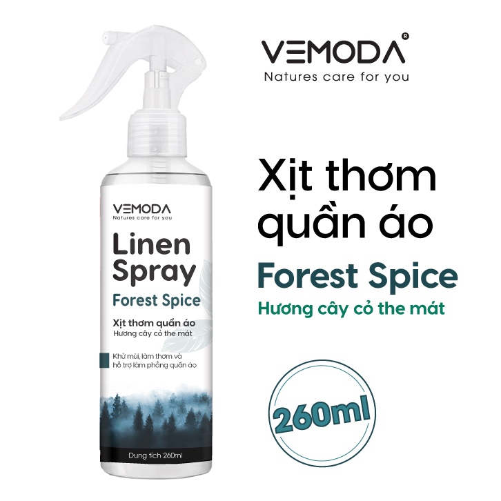 Xịt thơm quần áo Vemoda 260ml cao cấp giúp khử mùi ẩm mốc, làm thơm vải nhanh chóng