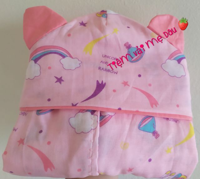 Khăn tắm choàng mũ muslin 4 lớp họa tiết siêu yêu cho bé