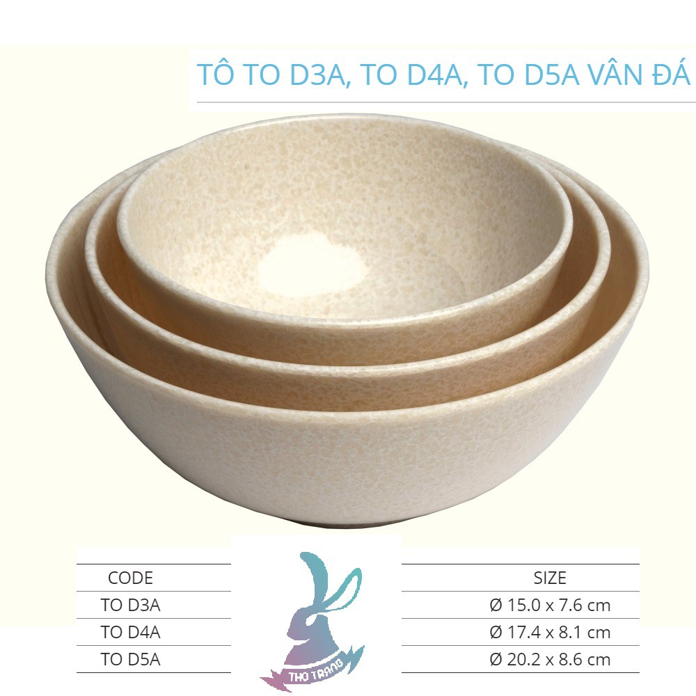 Tô Tròn Ăn Cơm, Đựng Bún Mì Phở Vân Đá Nhựa Melamine Cao Cấp Fataco Việt Nam Đủ Size