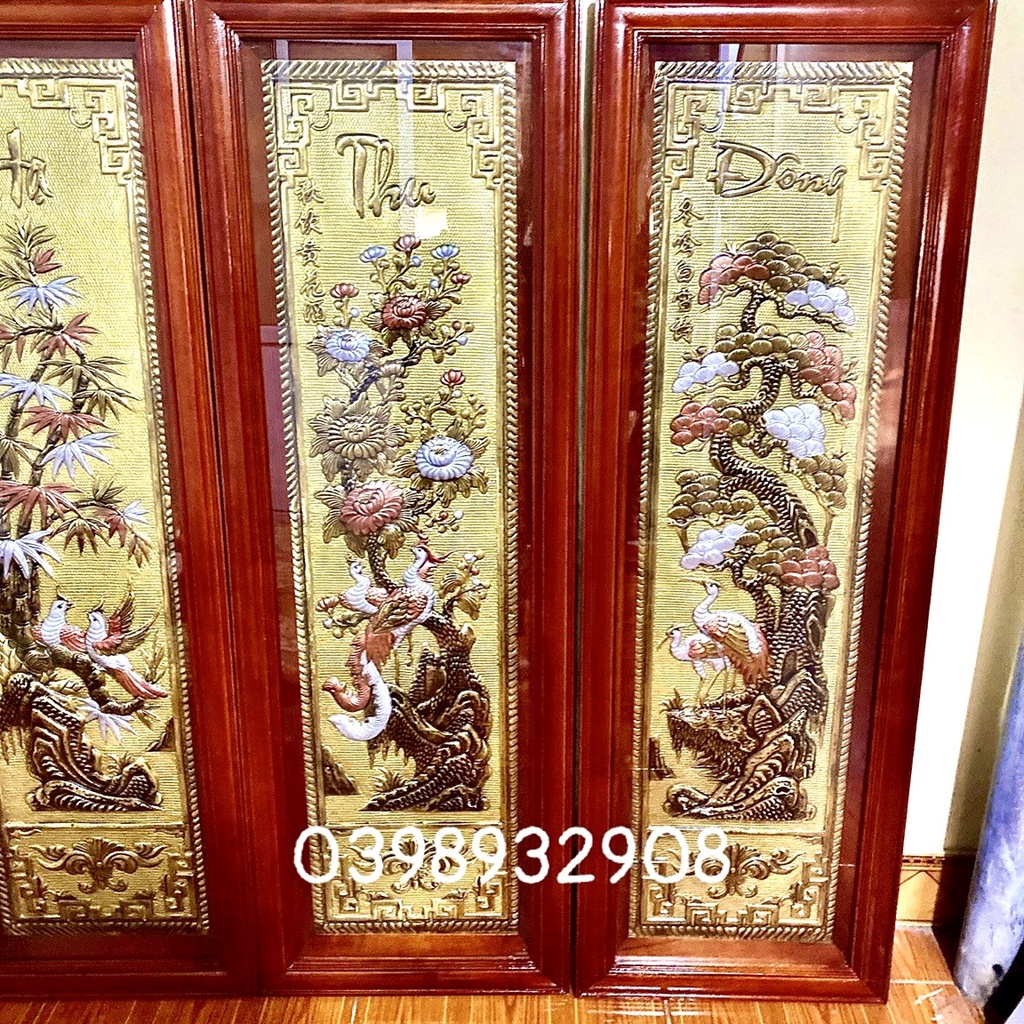 TRANH TỨ QUÝ PHONG THỦY CHẤT LIỆU BẰNG ĐỒNG