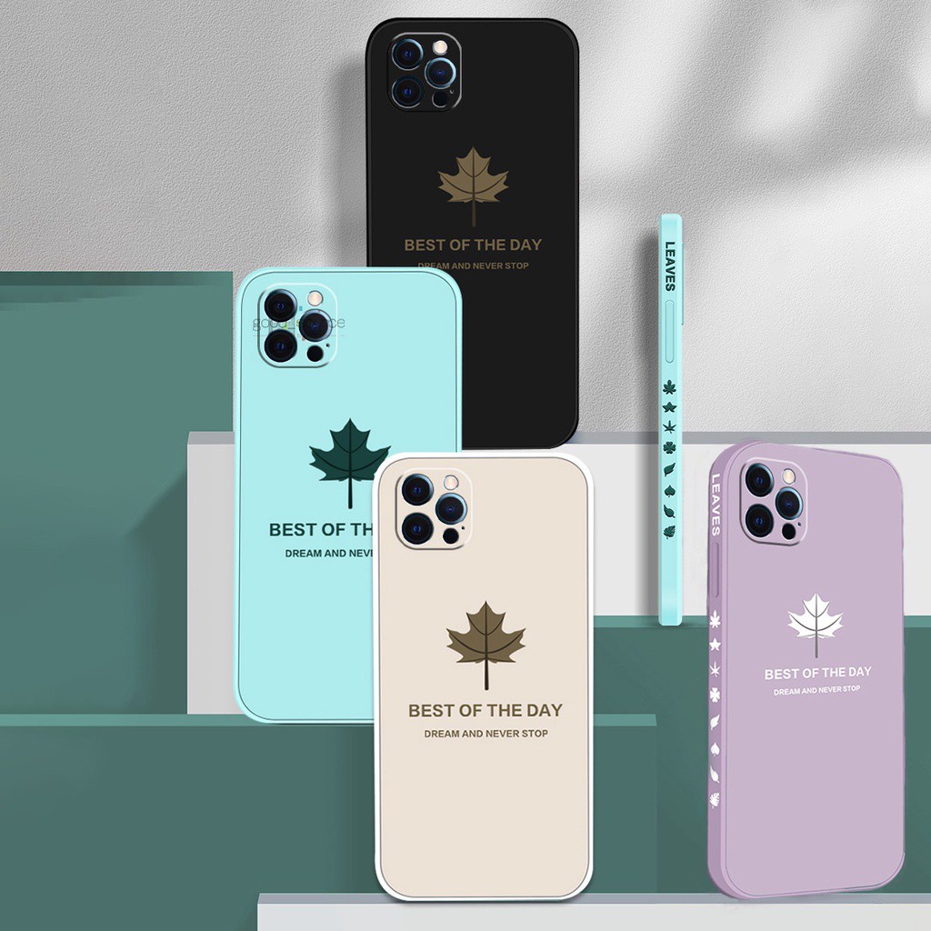 Sang trọng Maple Leaf Patterned Silicone Lỏng Trường Hợp Cho Xiaomi Redmi 9 9A 9T Redmi note 7 8 pro 10 Original Vuông Silicone Màu Sắc Điện Thoại Bìa