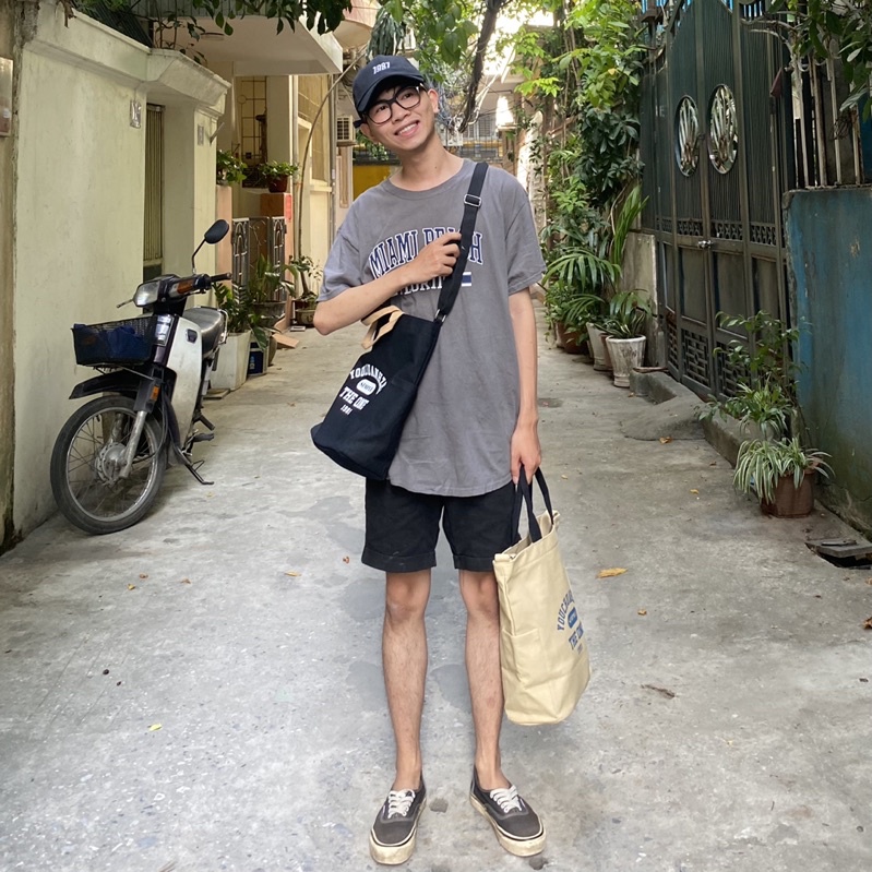 NEW - Túi canvas dòng dọc, 2 màu vừa khổ A4 chắc chắn và dày dặn