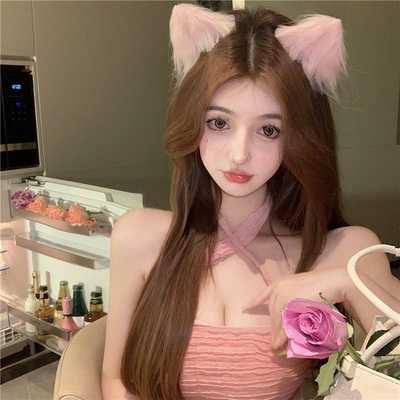 DUNEA Áo Hai Dây Cổ Yếm Xếp Ly Dáng Ngắn Thời Trang Cho Nữ