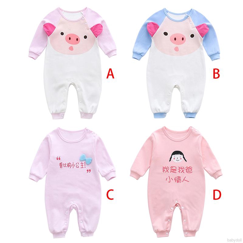 Jumpsuit Tay Dài Hoạ Tiết Hoạt Hình Cho Bé 0-12 Tháng Tuổi