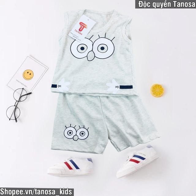 Bộ Ba Lỗ Sát Nách Hình Họa Tiết Đôi Mắt Dễ Thương Cho Bé (8-22Kg) TANOSA KIDS