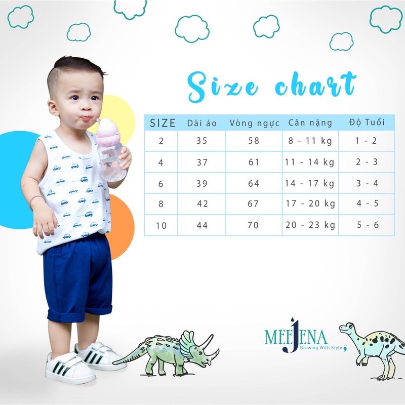 (Made in Việt Nam) Đồ Bộ Bé Trai tay ngắn 8-23 kg Vải 100% COTTON - MJ785