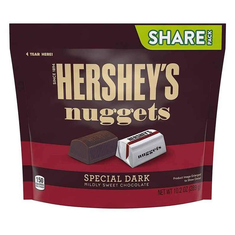 Socola nguyên chất Hershey's Nuggets Special Dark Mildy Sweet Chocolate gói 286gr của Mỹ, date 03/22