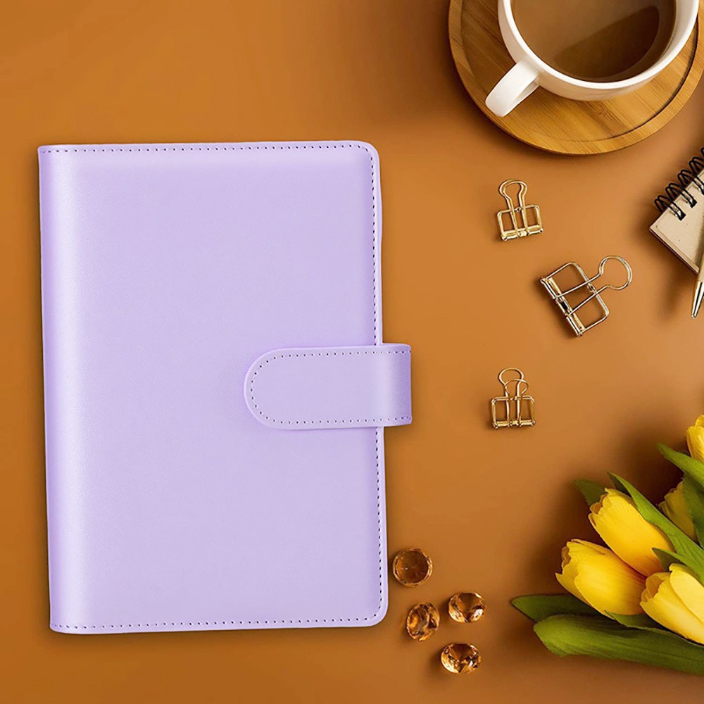 Sổ tay đóng gáy khổ A6 với 12 tờ đựng tiền với 8 túi trong suốt đục 6 lỗ &amp; 2 nhãn dán xinh xắn tiện dụng