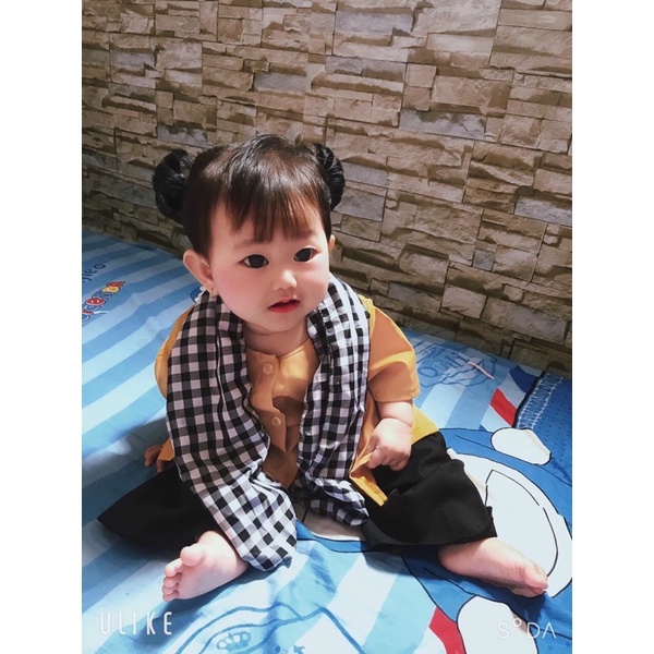 Bà Ba Lụa Cho Bé Gái Kèm Khăn Rằn 2 Màu