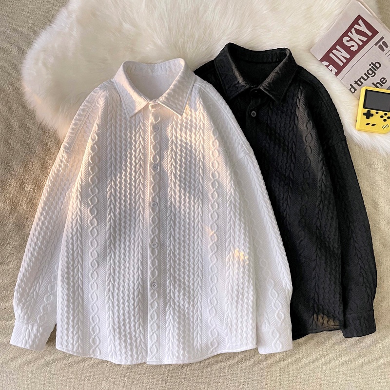 Áo Sơ Mi Dài Tay Dáng Rộng Dập Nổi Họa Tiết Naiche Thời Trang Xuân Thu Cho Nam