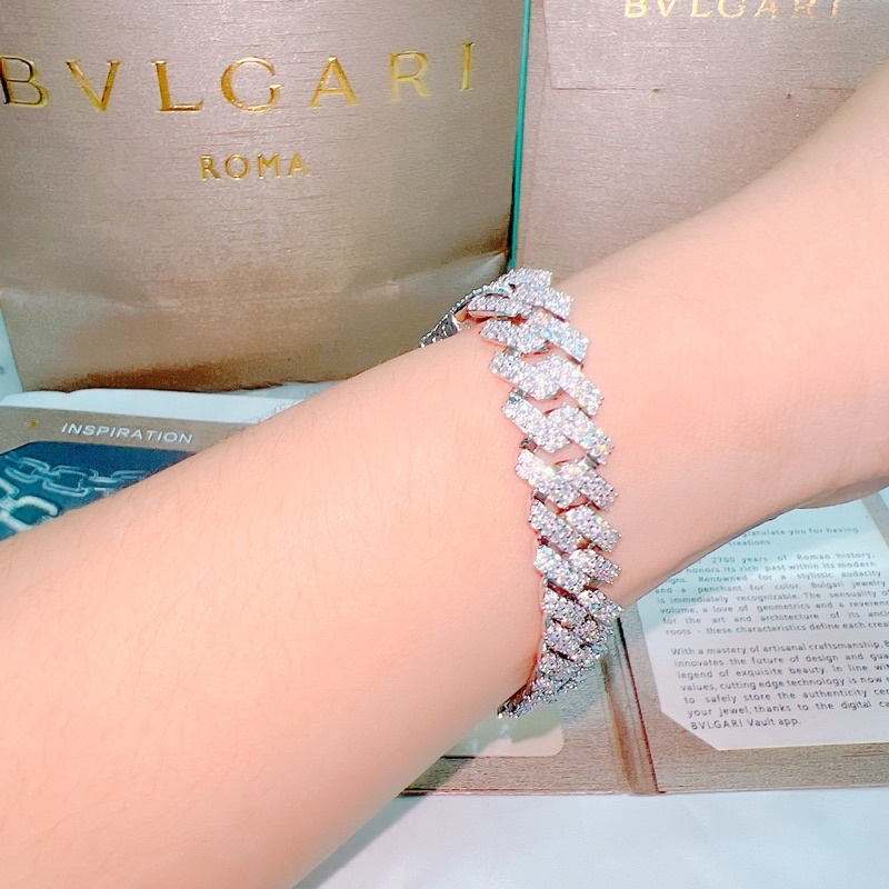 Lắc tay cuban xoàn Italy mạ bạch kim