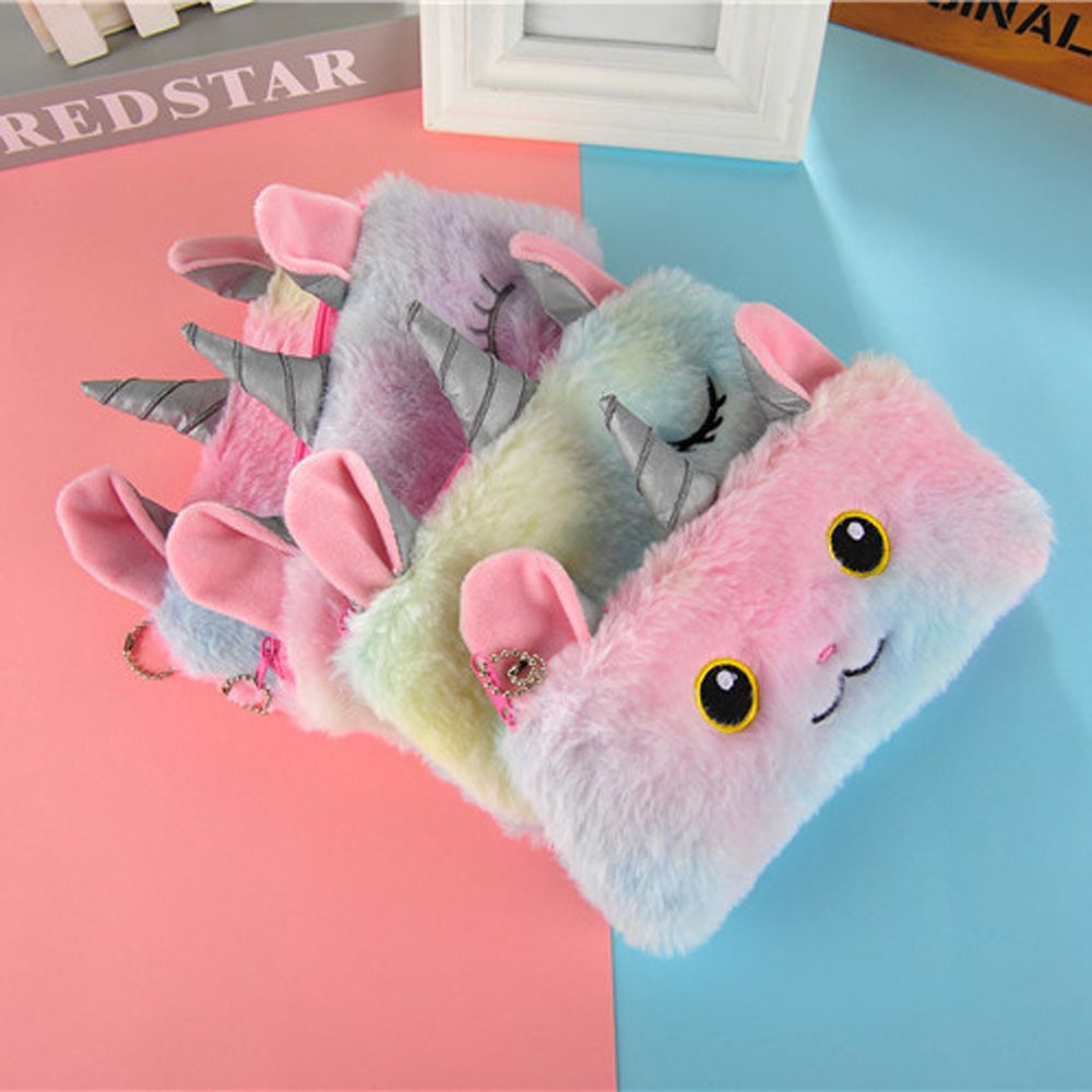 Túi đựng bút hình kỳ lân vải lông dễ thương