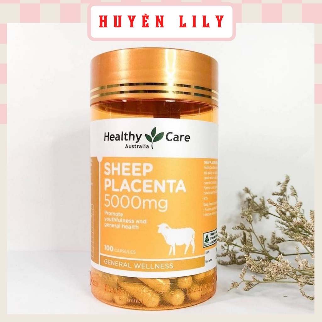 Nhau thai cừu Sheep Placenta 5000mg Healthy Care của Úc 100 viên, đẹp da ngăn ngừa lão hoá