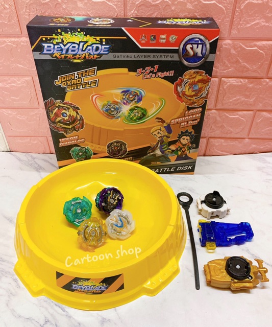 Hộp sàn đấu và 4 con quay beyblade burst