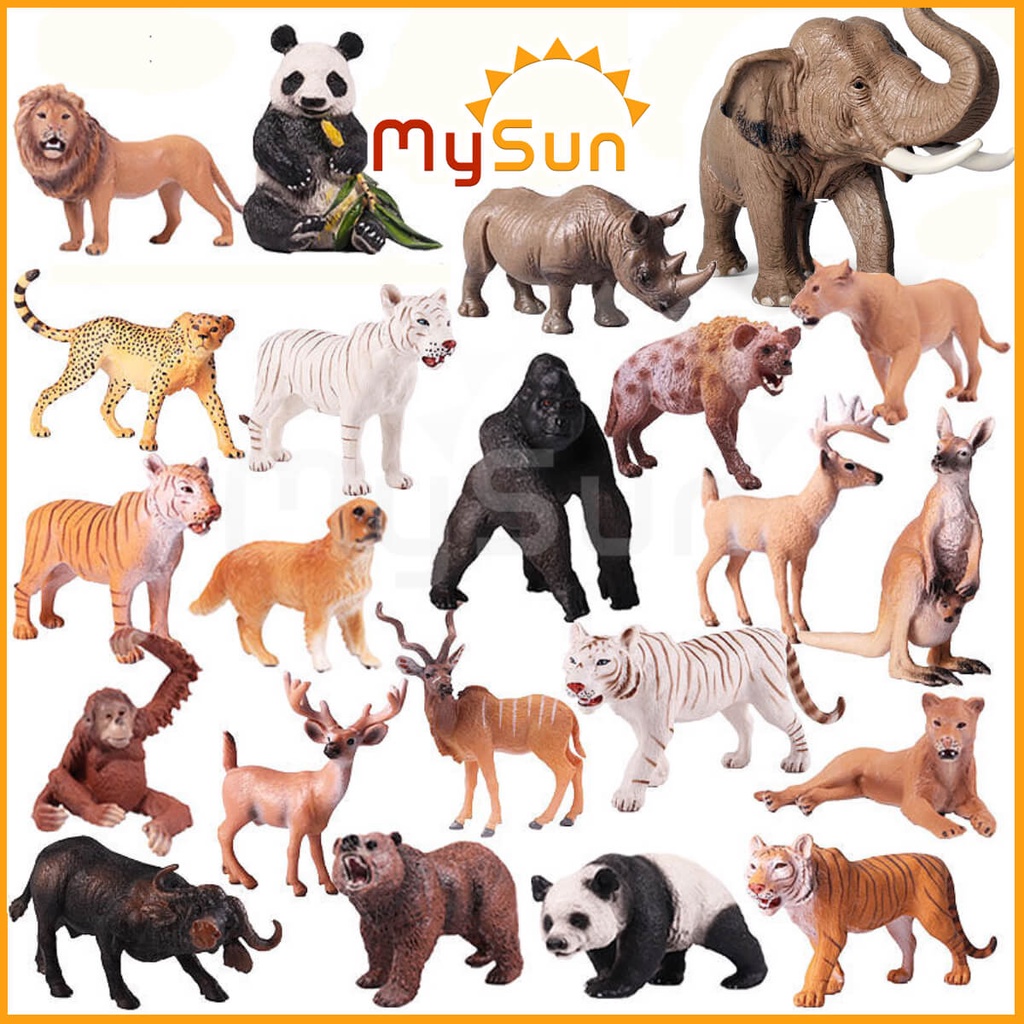 Bộ đồ chơi mô hình thế giới các con động vật hoang dã: cá sấu, hổ, gấu, sư tử, sói bằng nhựa dạy học cho bé MySun