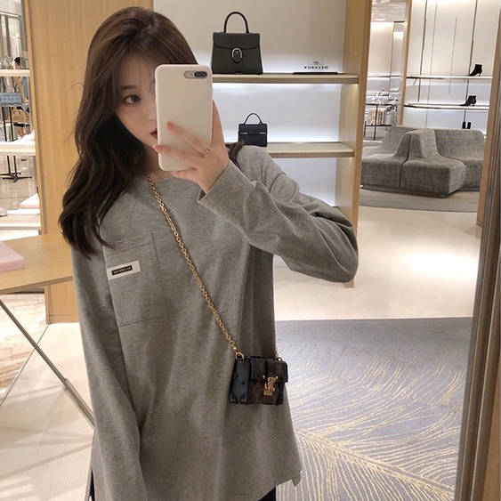 Áo thun nữ tay dài kiểu Hàn Quốc 2 màu tùy chọn thời trang