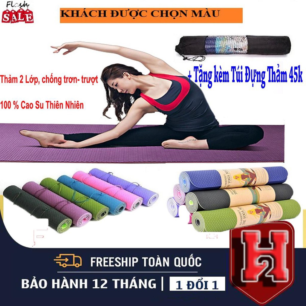 [❤️TẶNG KÈM TÚI Khi Mua 3 Chiếc❤️] THẢM TẬP YOGA TPE CAO CẤP 2 LỚP 6MM- XỊN SÒ