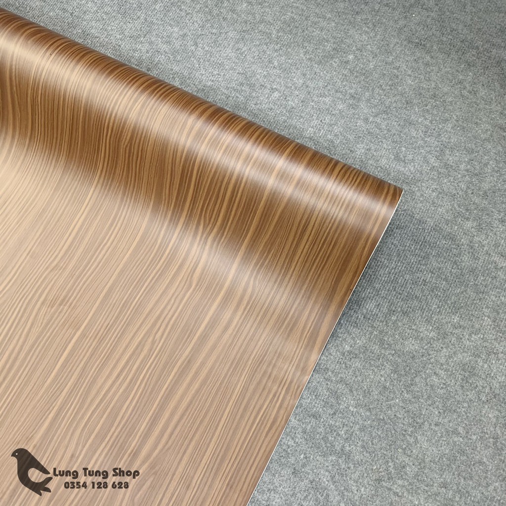 Decal gỗ nâu đậm vân ngang - Giấy dán tường bàn tủ có sẵn keo ( gỗ G11 )