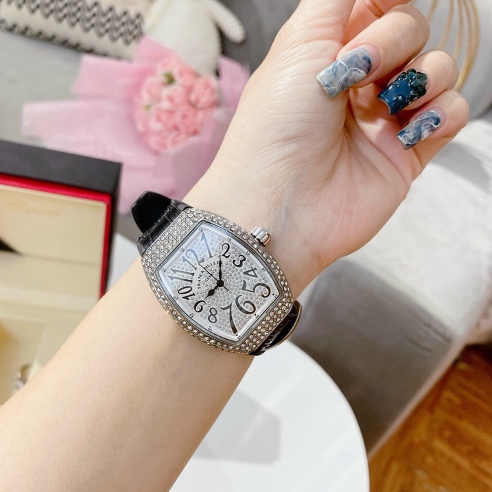 Đồng hồ nữ Franck Muller, đồng hồ đính đá dây cao su bảo hành 12m DHN002 ngoctrinhs
