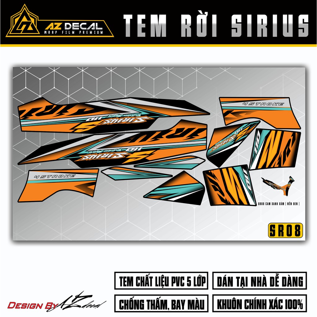 Tem Rời Sirius RC Cắt Khuôn Sẵn | SR08 | Decal Chống Nước - Áp Dụng Mọi Màu Xe Đỏ Đen Trắng Xanh Xám