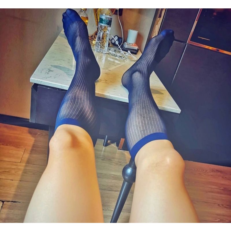 vớ nam tất nam công sở cổ cao màu xanh đen sheer socks sheersocks