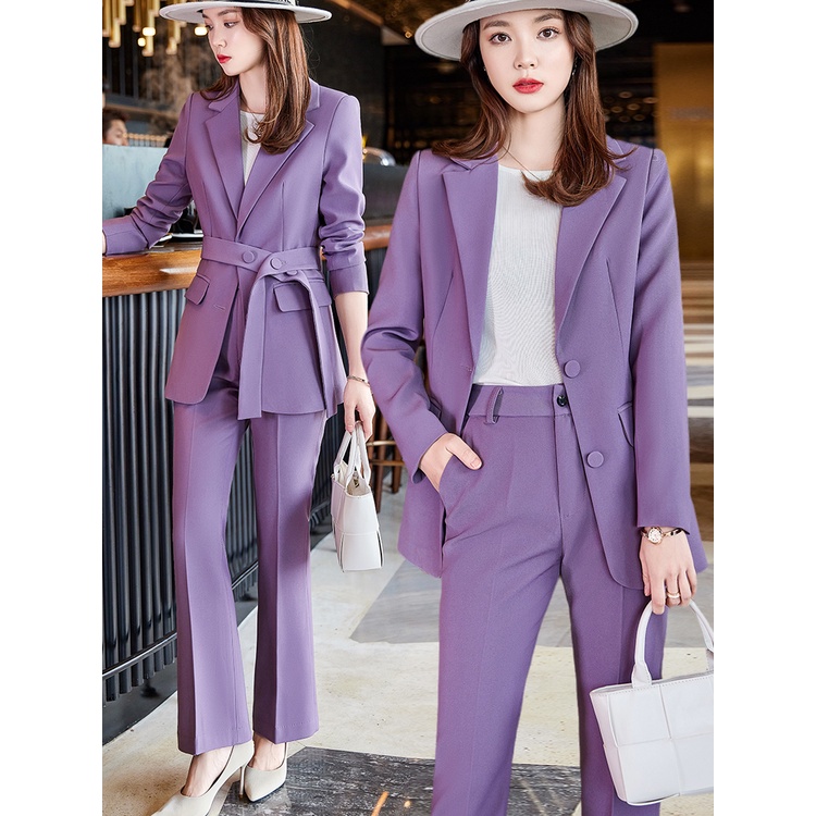 Áo Khoác Vest Màu Tím Phong Cách Hàn Quốc Thời Trang Xuân Thu Cho Nữ