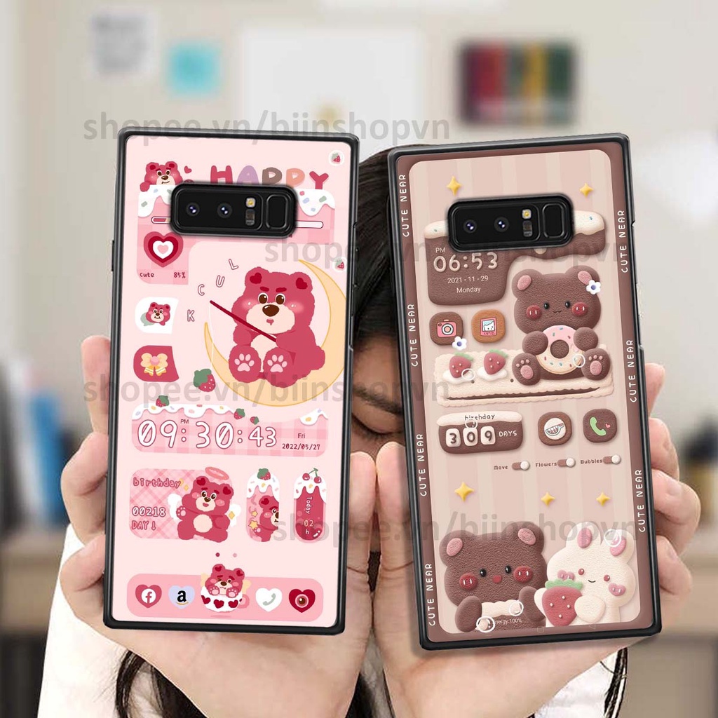Ốp Samsung Note 8 in 3D icon gấu nổi siêu xinh, siêu đáng yêu, cá tính phong cách