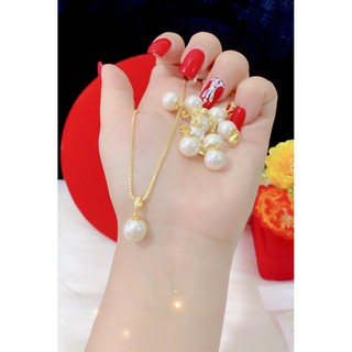 Dây chuyền nữ mặt trái châu trắng mạ 18k cao cấp E605