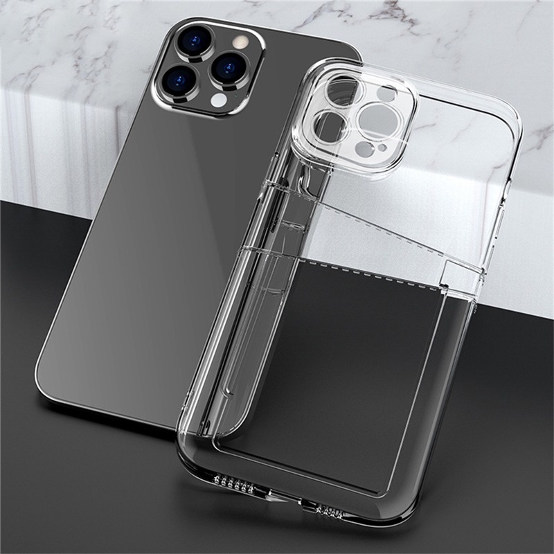 Ốp Điện Thoại Mềm Trong Suốt Chống Sốc Dạng Ví Có Ngăn Đựng Thẻ Cho IPhone 13 12 Mini 11 Pro XS Max X XR 7 8 Plus SE 2