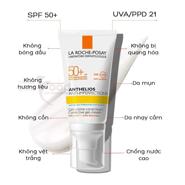 Kem Chống Nắng Giảm Mụn, Kiểm Soát Dầu La Roche Posay Anthelios Anti-Imperfections SPF50+ 50ml