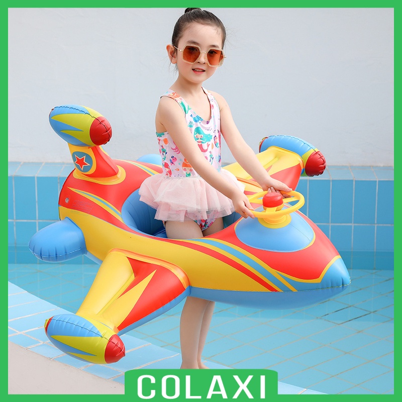 [COLAXI]Airplane Float Pool Swimming Inflatable Kids Seat Steering Wheel Party