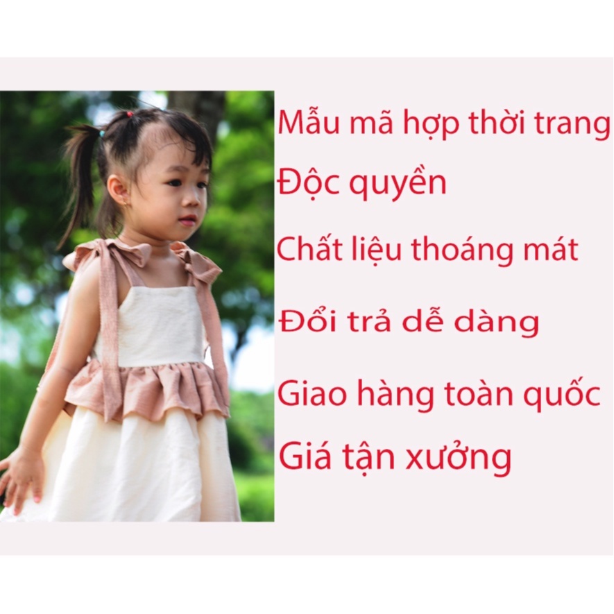 Đầm trẻ em  kem nâu thiết kế độc quyền Nana store (7kg-30kg)