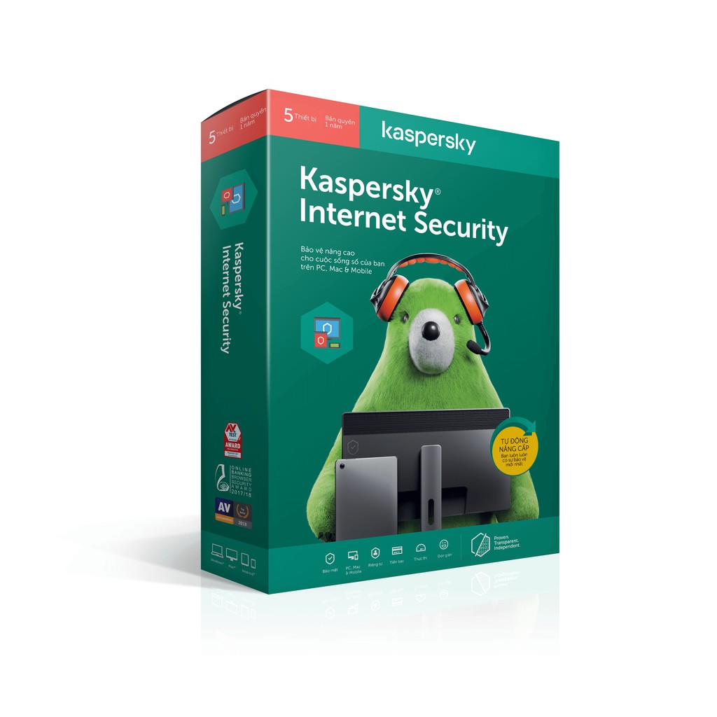 [Mã 229ELSALE hoàn 7% xu đơn 300K] Phần Mềm Kaspersky Internet Security 1-5PC/1Year