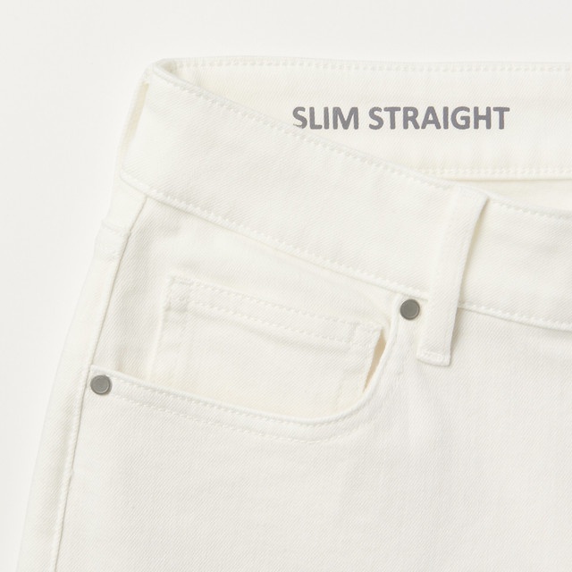 Muji Quần Denim Slim Straight Dài Tới Mắt Cá Co Giãn 4 Chiều