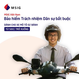 Toàn Quốc [E-Voucher] Bảo hiểm Trách nhiệm dân sự MSIG - Xe mô tô 2 bánh - từ 50 cc trở xuống