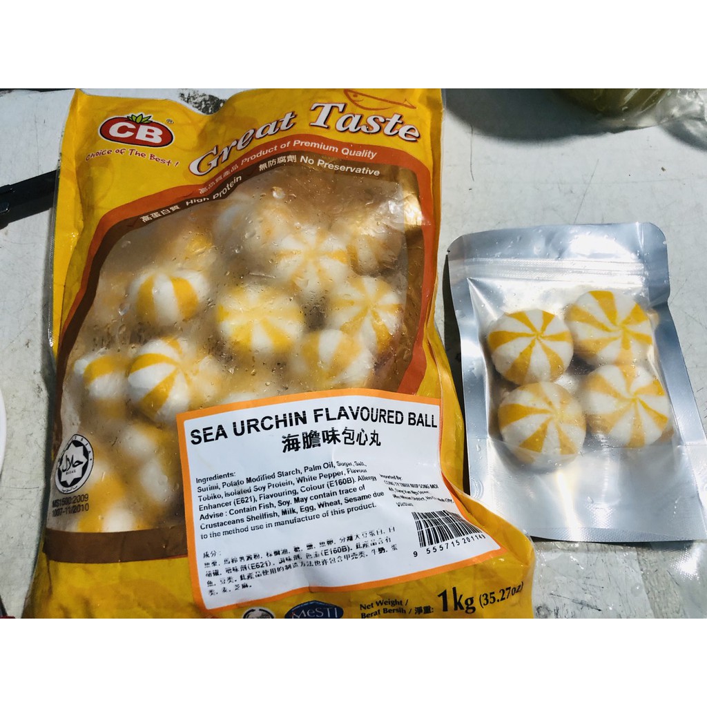 100g cá viên nhân trứng nhím biển nhập khẩu malaysia (vàng)