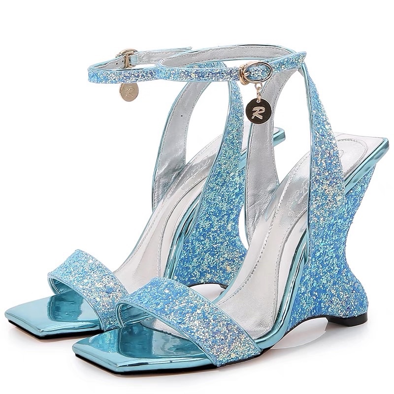 💙ORDER 💙Giày Korea quai ngang da kim tuyến nhũ gót điệu