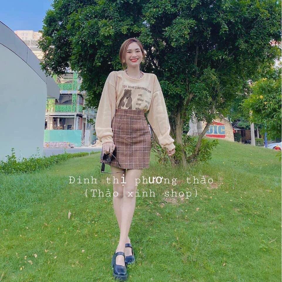 [Mã FAXANH55 giảm 10K đơn 50K] chân váy kẻ caro nâu dáng basic siêu xinh | BigBuy360 - bigbuy360.vn