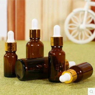 Chai Thủy Tinh (Lọ Serum) Đựng Tinh Dầu 20ml Nắp Bóp Giọt Khoen Vàng Thân Nâu - Chai Lọ Mỹ Phẩm