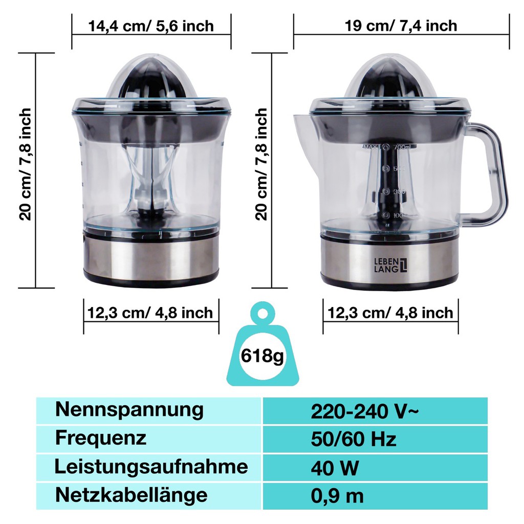 Máy Vắt Cam 0.7L  LEBEN LANG - LB389