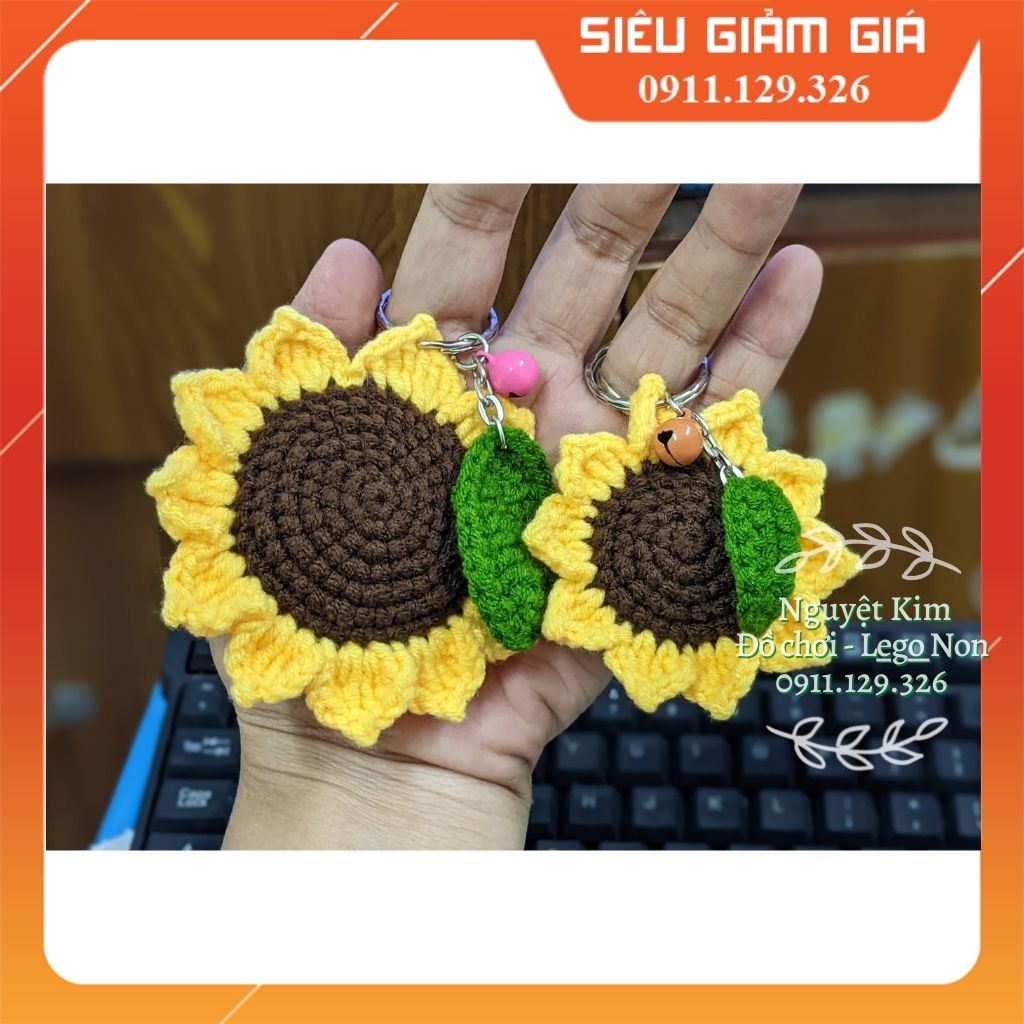 🌻Móc Chìa Khoá Len Hoa Hướng Dương Handmade Crochet🌻[Ảnh Thật - Có Sẵn]