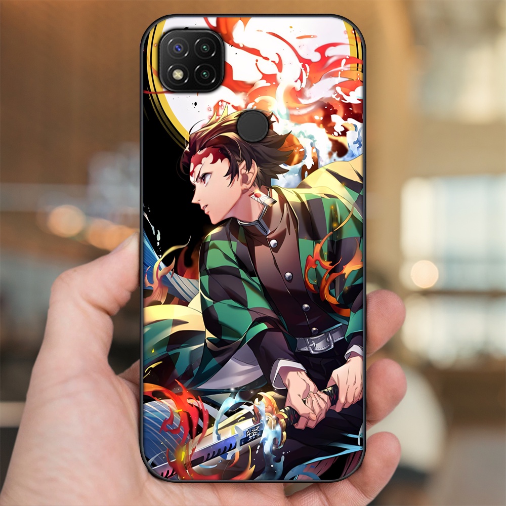Ốp lưng Xiaomi Redmi 9C viền đen in hình Tanjiro Kimetsu No Yaiba
